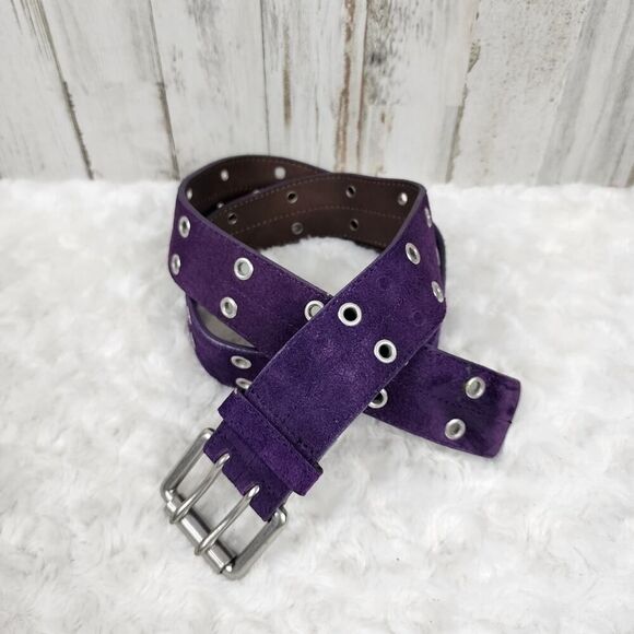Aeropostale Leather Lasercut Purple Belt Size Medium - Picture 1 of 9